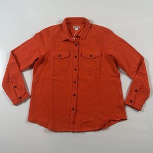 Outerknown Blanket Shirt M/L Womens Orange Plaid Flannel Twill NWT
